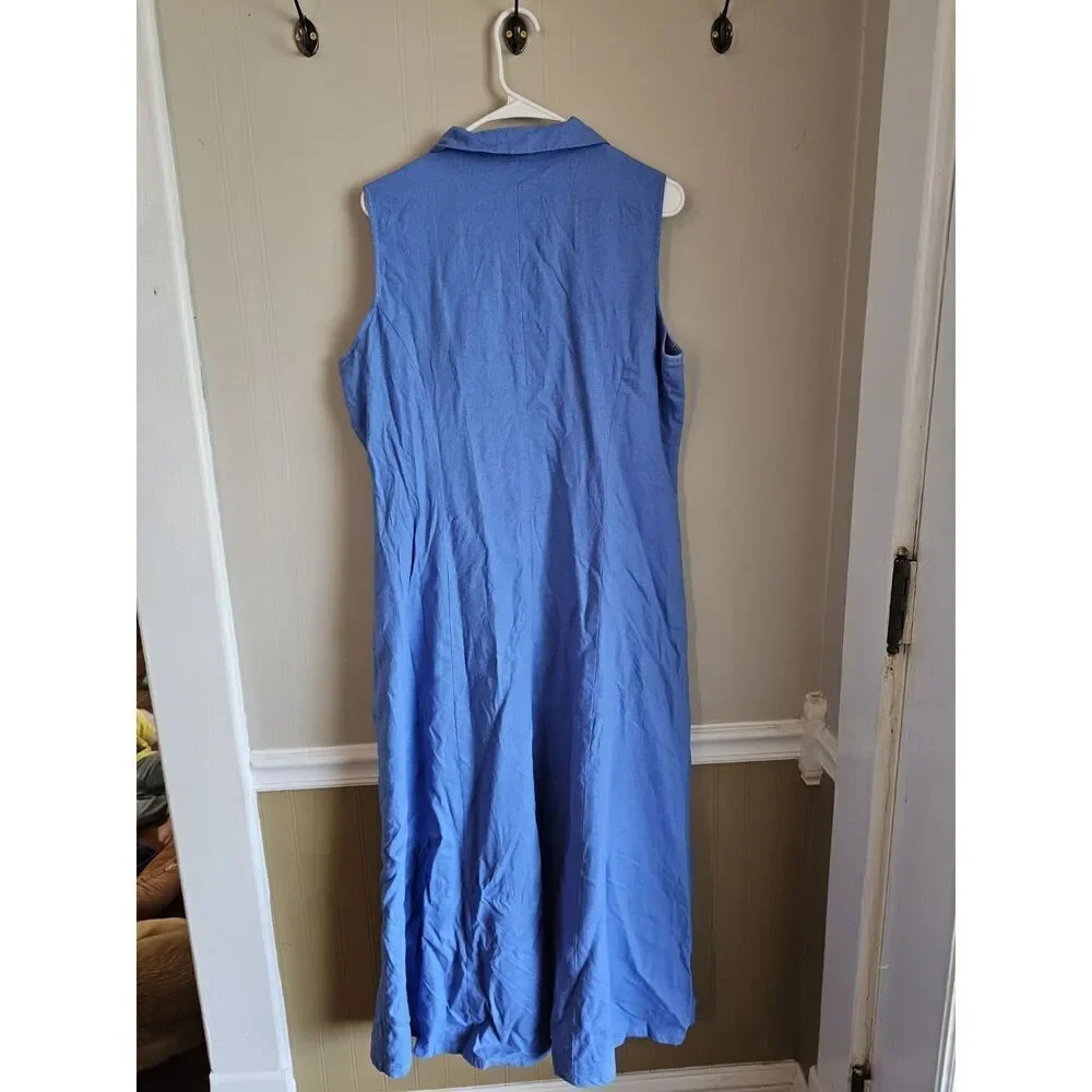 Coldwater Creek Linen Blend Sleeveless Button Front Shirt Dress Lagenlook - Picture 4 of 6